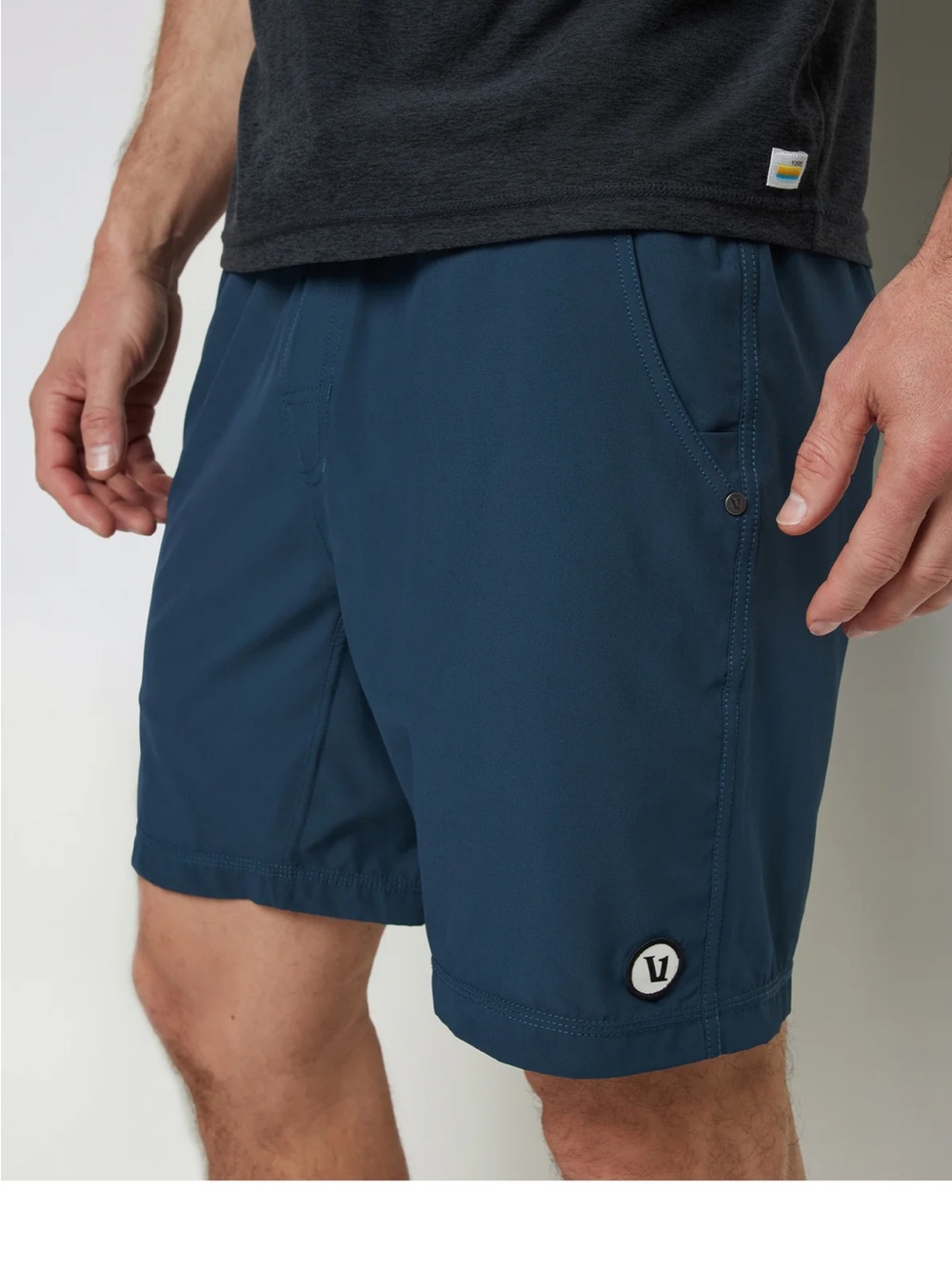 Vuori Kore Shorts Unlined 7” with Black Waistband and White Drawcord - Picture 3 of 7